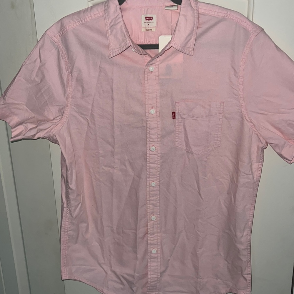 Levi’s Mens Pink Button Up Short Sleeve Shirt